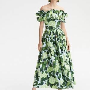 Green floral hydrangea dress